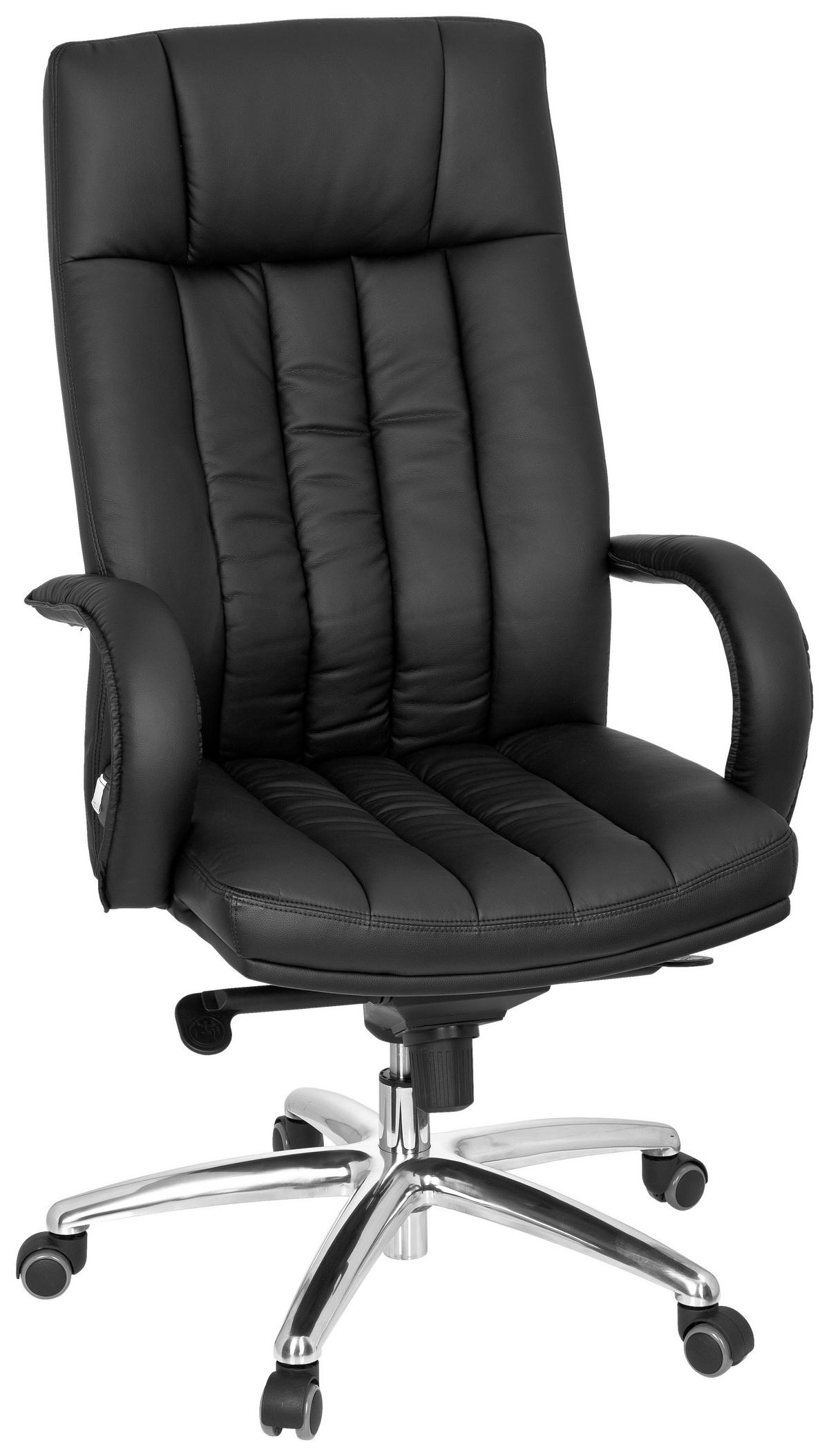 CHEFSESSEL Lederlook Schwarz  - Silberfarben/Schwarz, Basics, Kunststoff/Textil (62/129/50cm) - MID.YOU