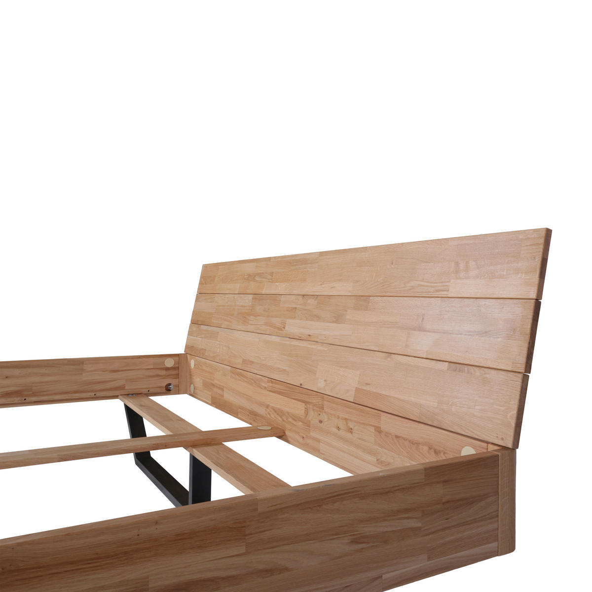 BETT 180/200 cm  in Eichefarben  - Eichefarben/Schwarz, MODERN, Holz/Metall (180/200cm) - MID.YOU