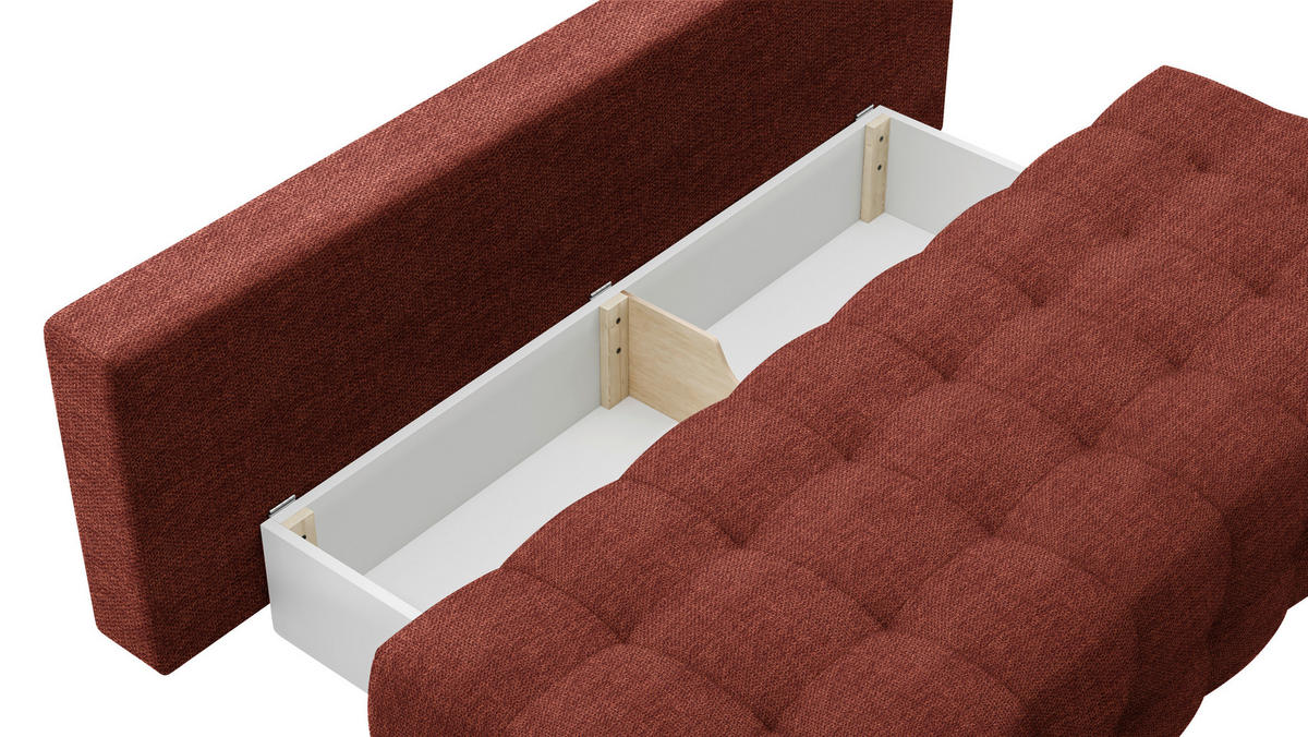 SCHLAFSOFA Jensen  mit Stoffauswahl, Schlafen auf Sitzhöhe, Rücken echt Struktur Rostfarben  - Rostfarben/Schwarz, KONVENTIONELL, Kunststoff/Textil (209/96/100cm) - Stylife