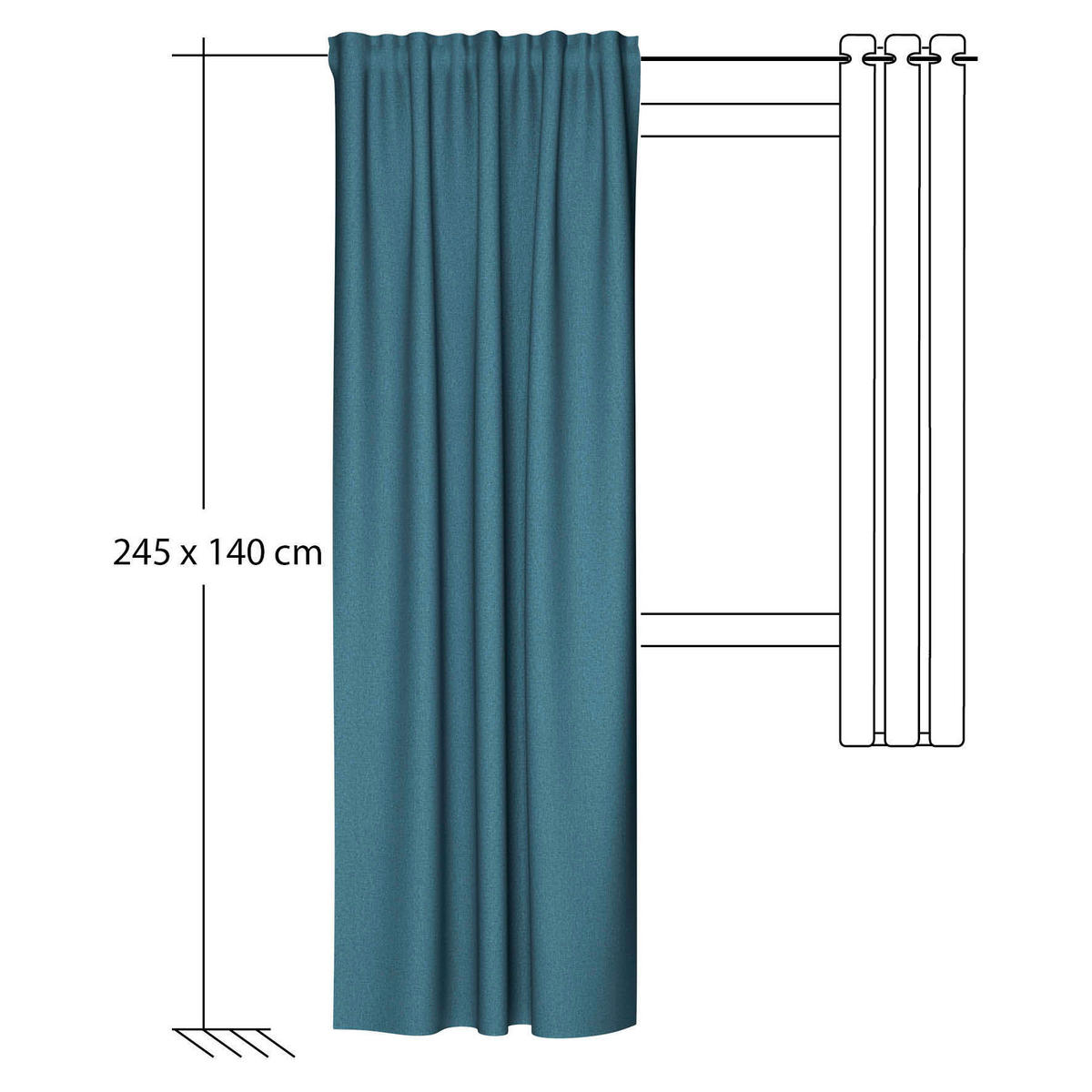 FERTIGVORHANG blickdicht  - Petrol, Basics, Textil (140/245cm) - Fuggerhaus