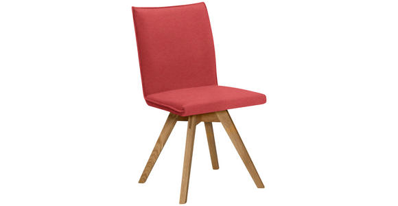 STUHL  Stoffauswahl, Typenauswahl Lederlook, Mikrofaser  - Eichefarben/Rot, KONVENTIONELL, Holz/Textil (60/91/61cm) - Moderano