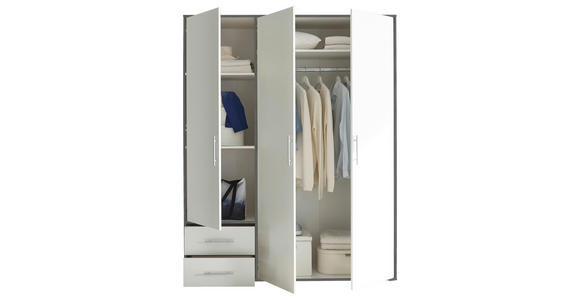 DREHTÜRENSCHRANK  in Grau, Weiß  - Alufarben/Weiß, KONVENTIONELL, Holzwerkstoff/Kunststoff (155/195/60cm) - Carryhome
