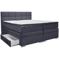 BOXSPRINGBETT 160/200 cm,  in Dunkelblau, Topper, Matratzen, Bettschubladen, H3 + H3 = fest  - Alufarben/Dunkelblau, KONVENTIONELL, Kunststoff/Textil (160/200cm) - Carryhome