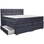 BOXSPRINGBETT 180/200 cm,  in Dunkelblau, Topper, Matratzen, Bettschubladen, H3 + H3 = fest  - Alufarben/Dunkelblau, KONVENTIONELL, Kunststoff/Textil (180/200cm) - Carryhome