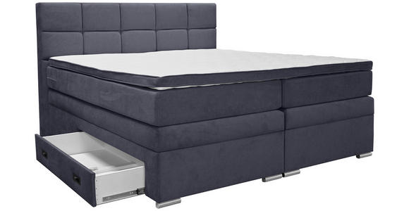 BOXSPRINGBETT 180/200 cm  in Dunkelblau  - Alufarben/Dunkelblau, KONVENTIONELL, Kunststoff/Textil (180/200cm) - Carryhome