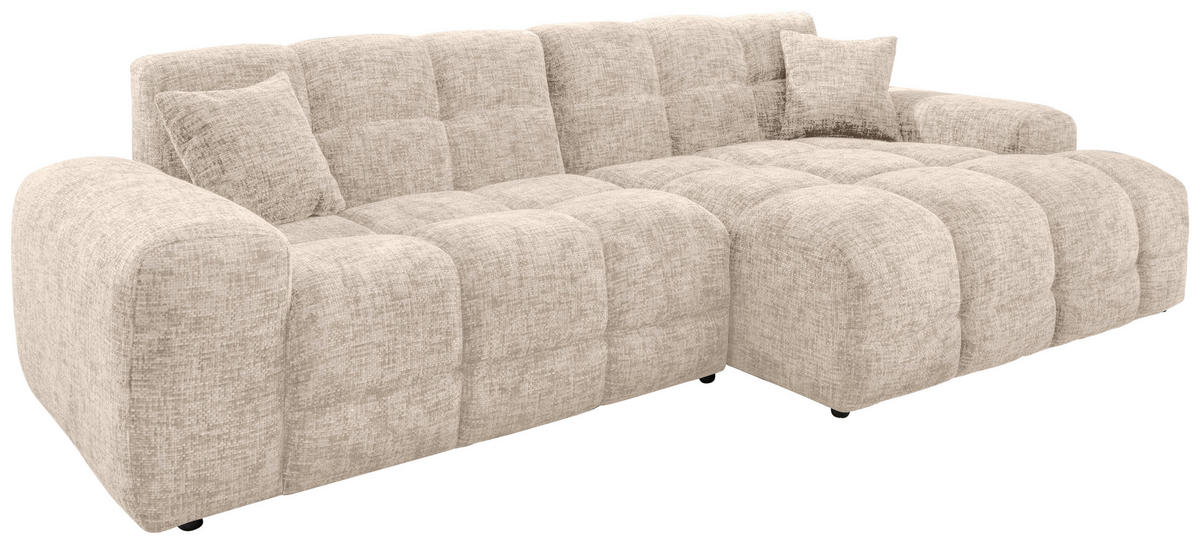 ECKSOFA in Struktur Creme  - Creme/Schwarz, Modern, Kunststoff/Textil (301/152cm) - Livetastic