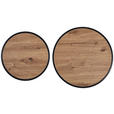BEISTELLTISCHSET rund Schwarz, Eiche Artisan  - Schwarz/Eiche Artisan, Basics, Holzwerkstoff/Metall (50/40/50/40/45.5/39cm) - Carryhome