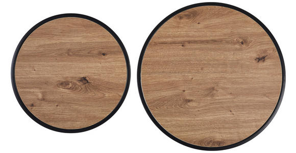 BEISTELLTISCHSET rund Schwarz, Eiche Artisan  - Schwarz/Eiche Artisan, Basics, Holzwerkstoff/Metall (50/40/50/40/45.5/39cm) - Carryhome