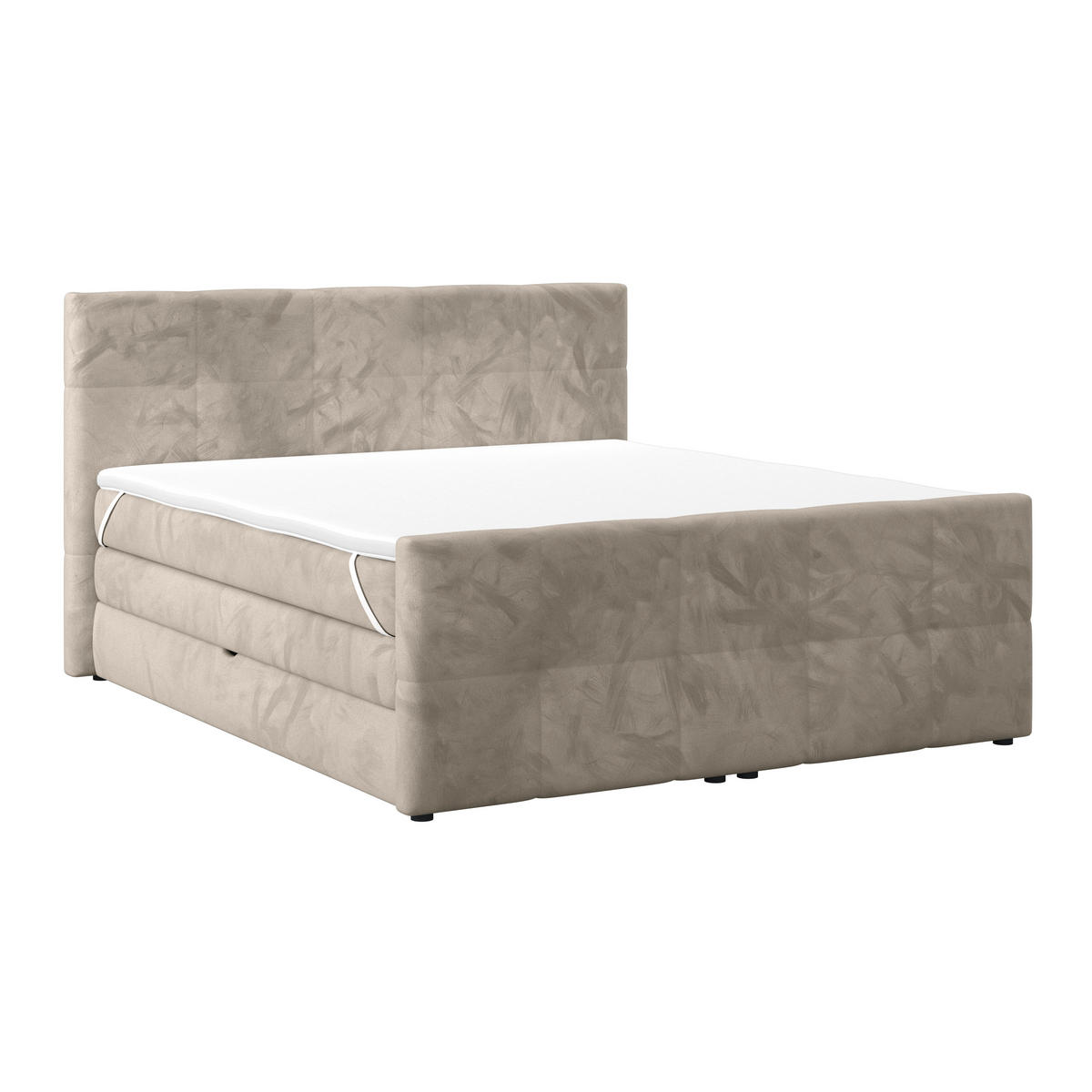 BOXSPRINGBETT 180/200 cm,  in Taupe, gepolstertes Kopfteil, Bettkasten, Topper, Matratzen, H4 + H4 = sehr fest  - Taupe, KONVENTIONELL, Holz/Holzwerkstoff (180/200cm) - Luca Bessoni