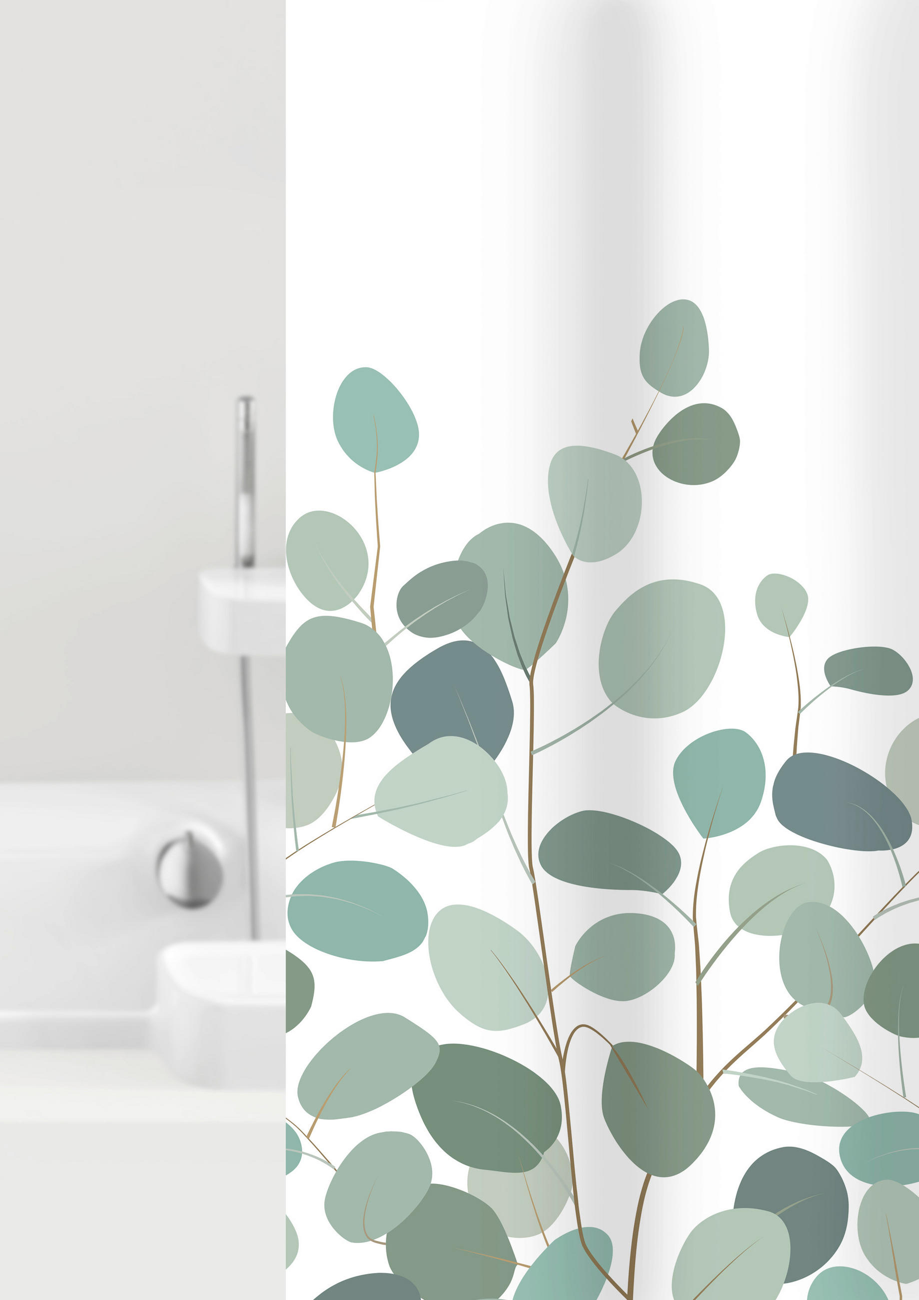 SPRCHOVÝ ZÁVES, 180/200 cm - biela/zelená, Basics, plast (180/200cm) - Grund