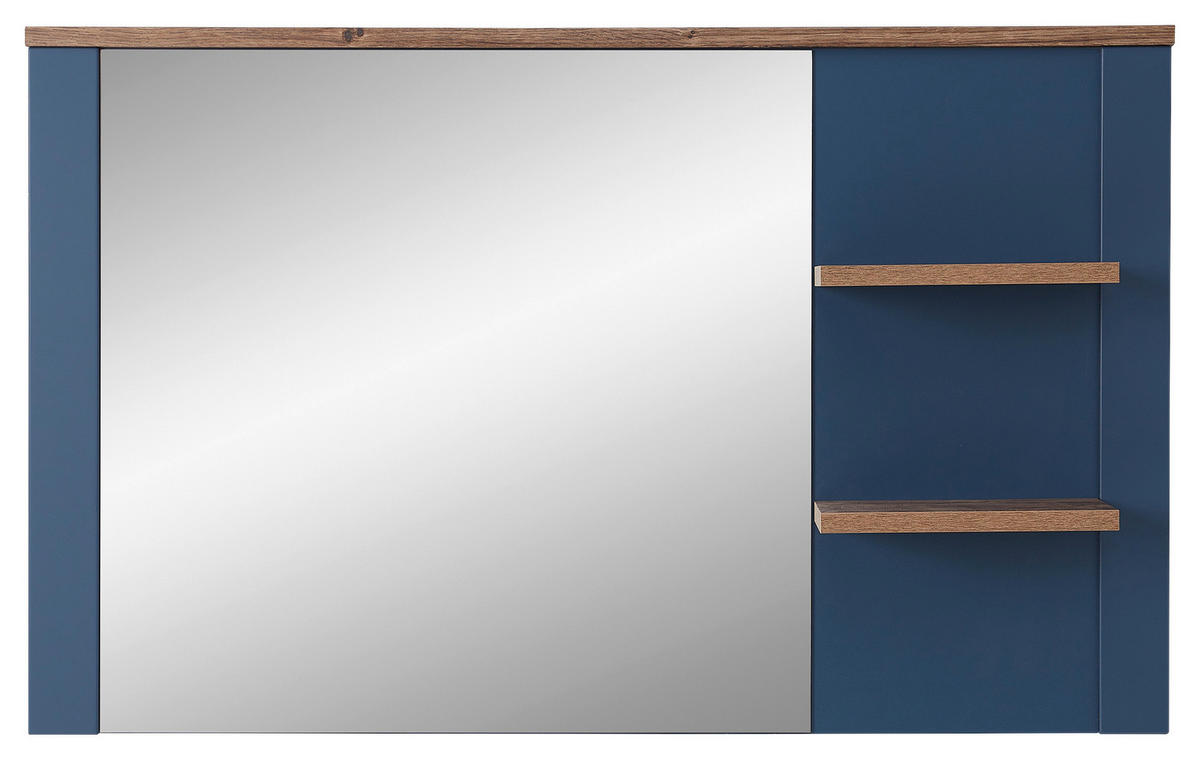 WANDSPIEGEL 130/80/17 cm  - Blau/Eichefarben, Lifestyle, Glas/Holzwerkstoff (130/80/17cm) - MID.YOU