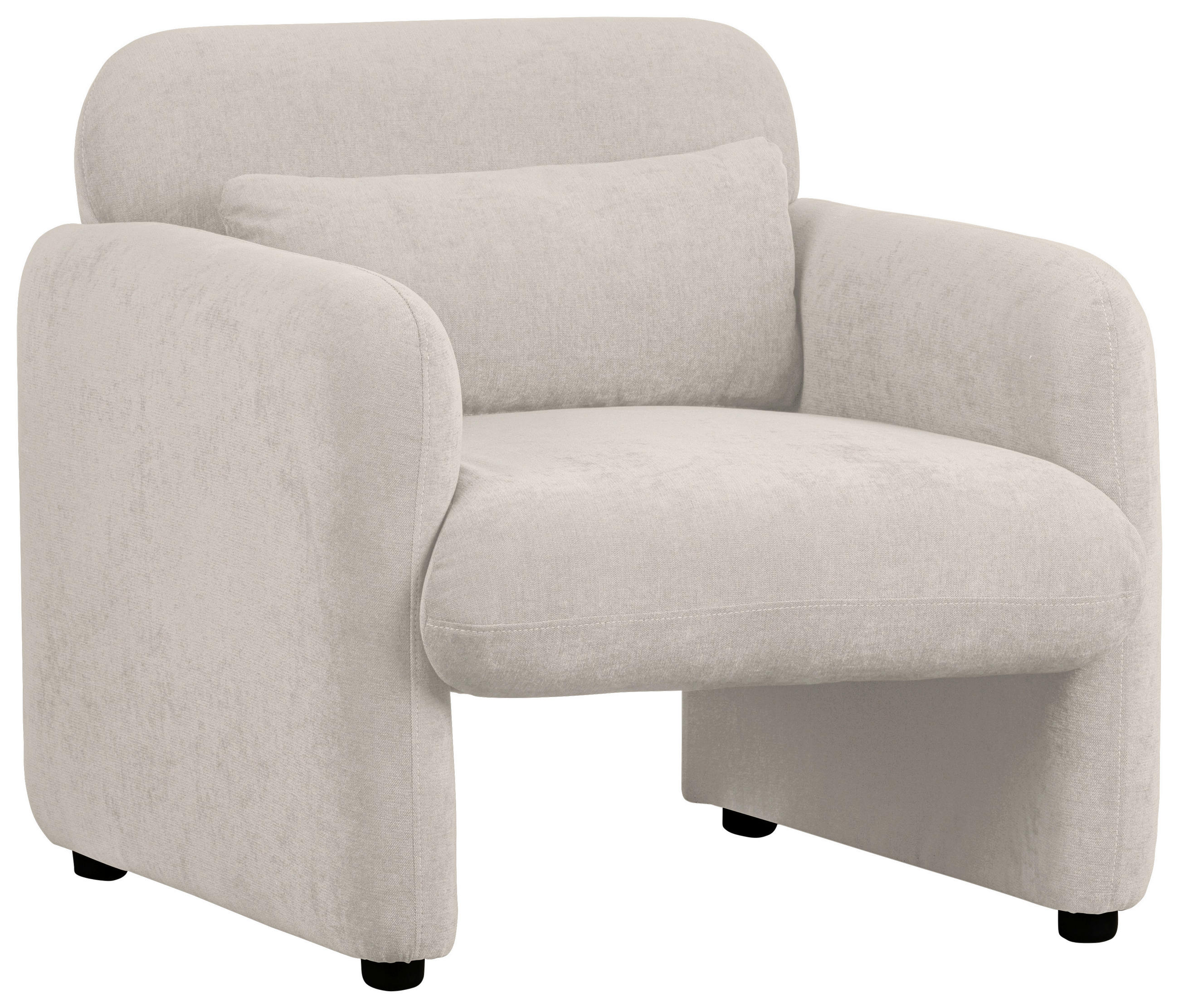 SESSEL in Samt Creme  - Creme/Schwarz, Design, Kunststoff/Textil (83/83/76cm) - MID.YOU