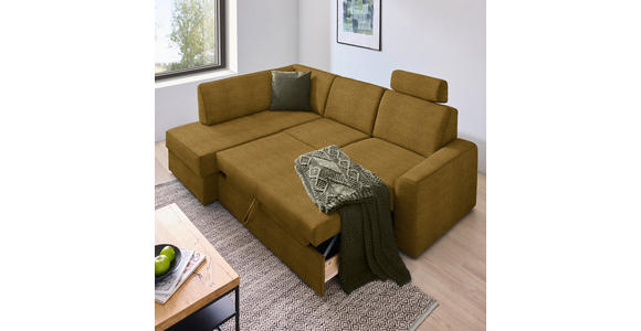 ECKSOFA in Webstoff Dunkelgelb  - Dunkelgelb/Schwarz, KONVENTIONELL, Kunststoff/Textil (165/224cm) - Xora