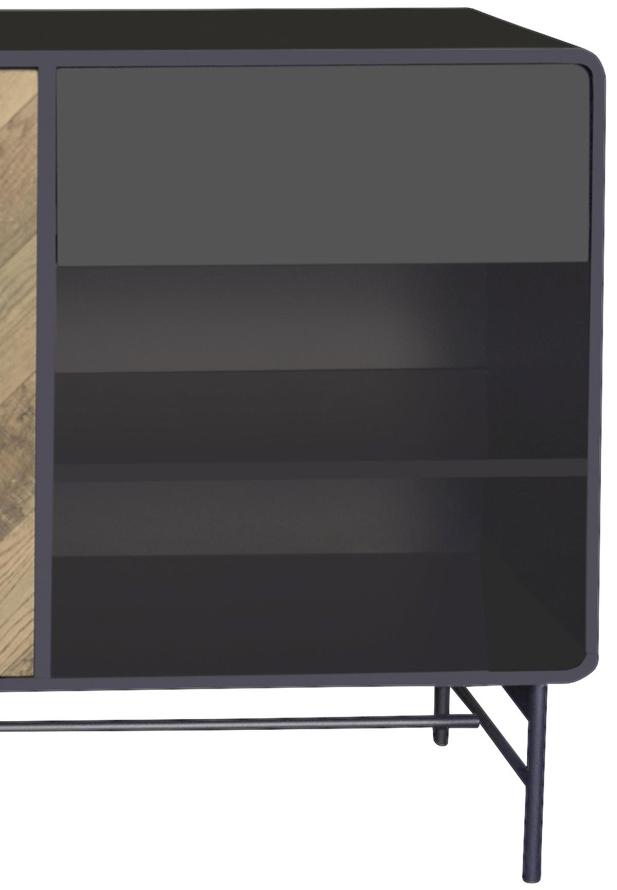 SIDEBOARD  in 160/82/40 cm  - Eichefarben/Schwarz, MODERN, Holzwerkstoff/Metall (160/82/40cm) - MID.YOU