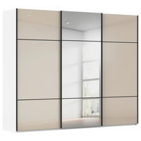 SCHWEBETÜRENSCHRANK 242/223/68 cm,  in Weiß, Champagner, 3 Tür(en)  - Champagner/Schwarz, KONVENTIONELL, Glas/Holzwerkstoff (242/223/68cm) - Novel