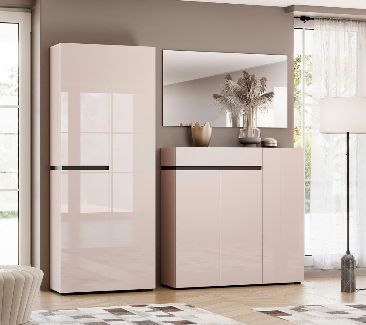 SCHUHSCHRANK Anthrazit, Kaschmir  - Kaschmir/Anthrazit, Design, Holzwerkstoff (80,1/200/34cm) - Voleo