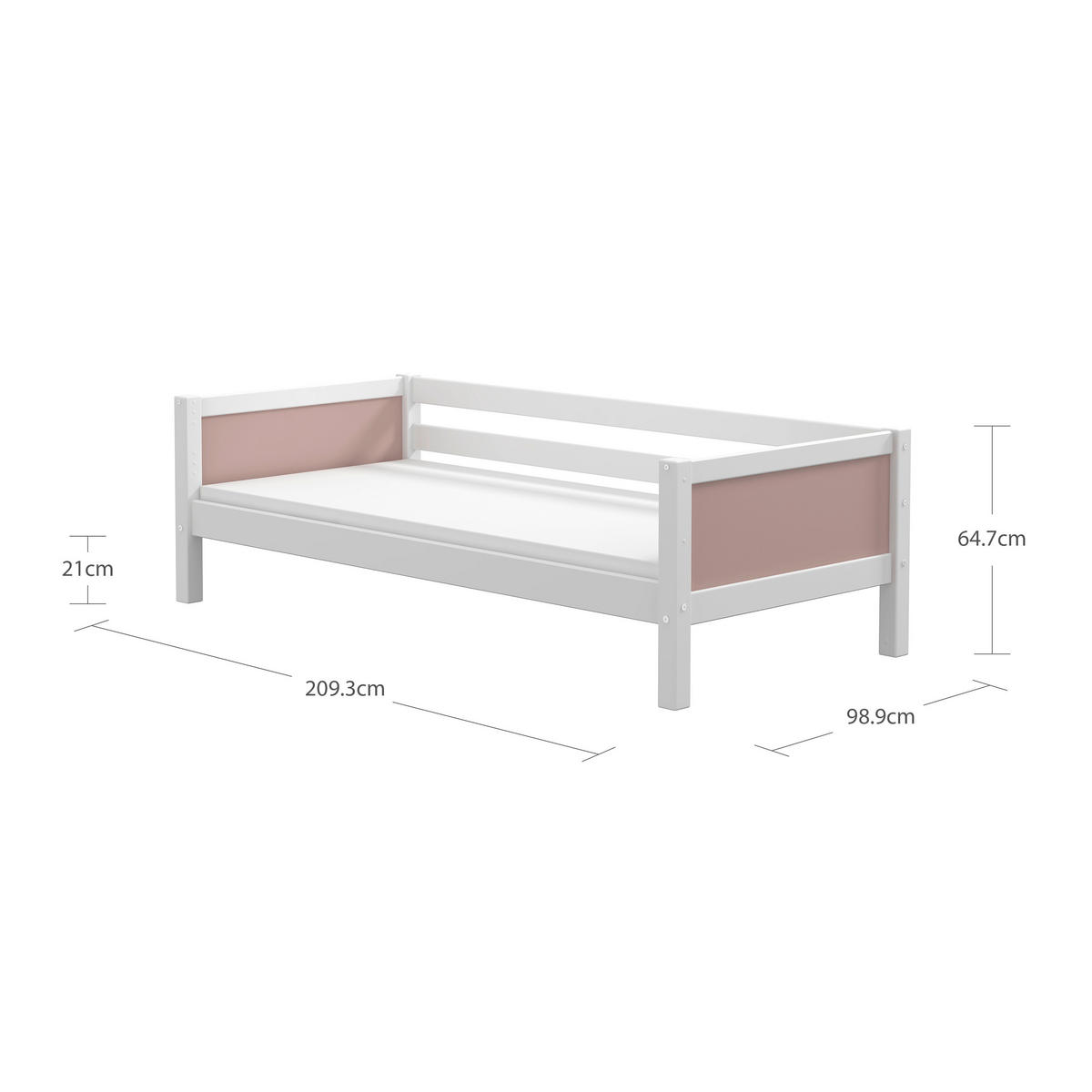 BETT 90/200 cm,  in Rosa, Weiß, Rollrost  - Rosa/Weiß, MODERN, Holz (90/200cm) - Chameo