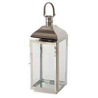 LATERNE - Silberfarben, Basics, Glas/Metall (23,50/23,5/60cm)