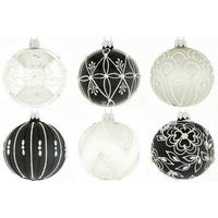 CHRISTBAUMKUGEL 10 cm Shiny Silence  - Silberfarben/Schwarz, LIFESTYLE, Glas/Metall (10cm) - X-Mas