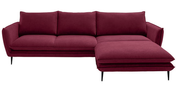 ECKSOFA  in Webstoff Bordeaux  304/196 cm  - Bordeaux/Schwarz, KONVENTIONELL, Textil/Metall (304/196cm) - Hom`in