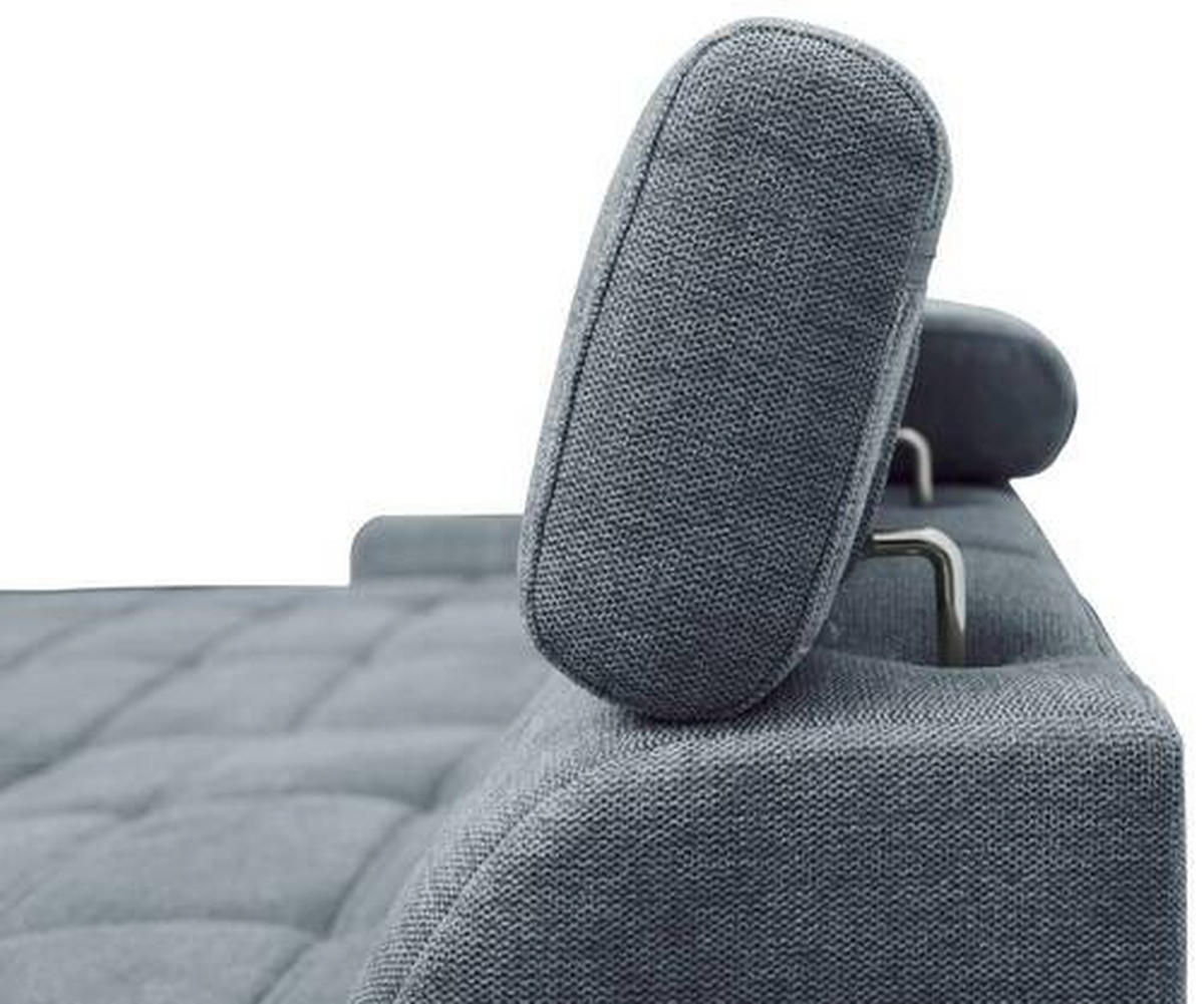 ECKSOFA in Webstoff Hellblau  - Weiss/Schwarz, Design, Kunststoff/Textil (276/173cm) - Stylife