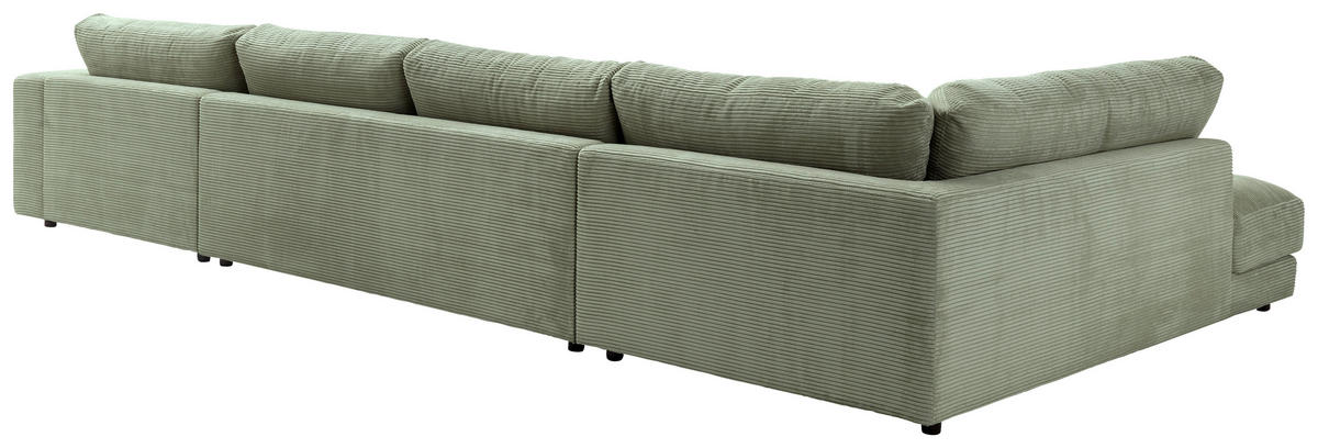 WOHNLANDSCHAFT in Cord Dunkelgrün  - Dunkelgrün/Schwarz, Design, Kunststoff/Textil (224/425/190cm) - Hom`in