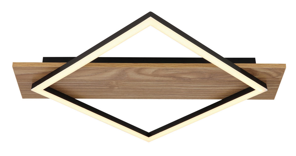 LED-DECKENLEUCHTE    52/46,7/6 cm  - Dunkelbraun/Opal, Natur, Holzwerkstoff/Kunststoff (52/46,7/6cm) - Globo