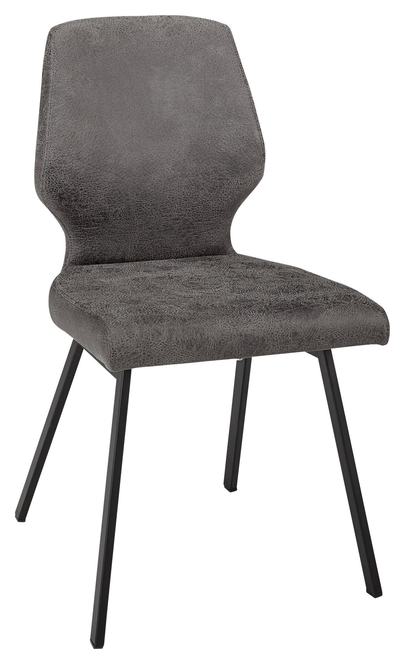 STUHL  in Eisen Mikrofaser  - Dunkelgrau/Schwarz, Modern, Textil/Metall (46/91/61cm) - Venda