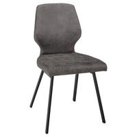 STUHL  in Eisen Mikrofaser  - Dunkelgrau/Schwarz, Modern, Textil/Metall (46/91/61cm) - Venda