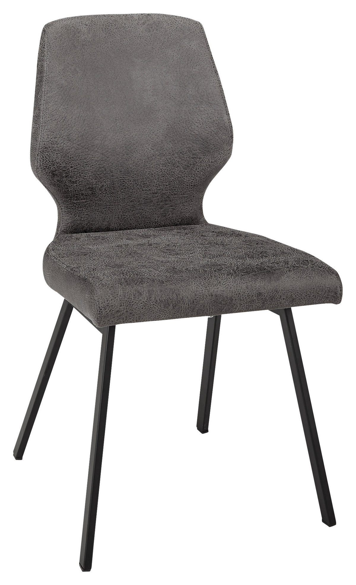 STUHL  in Eisen Mikrofaser  - Dunkelgrau/Schwarz, Modern, Textil/Metall (46/91/61cm) - Venda