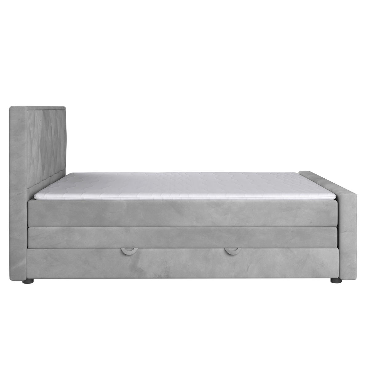 BOXSPRINGBETT 180/200 cm  in Hellgrau  - Hellgrau/Schwarz, Modern, Karton/Holzwerkstoff (180/200cm) - MID.YOU