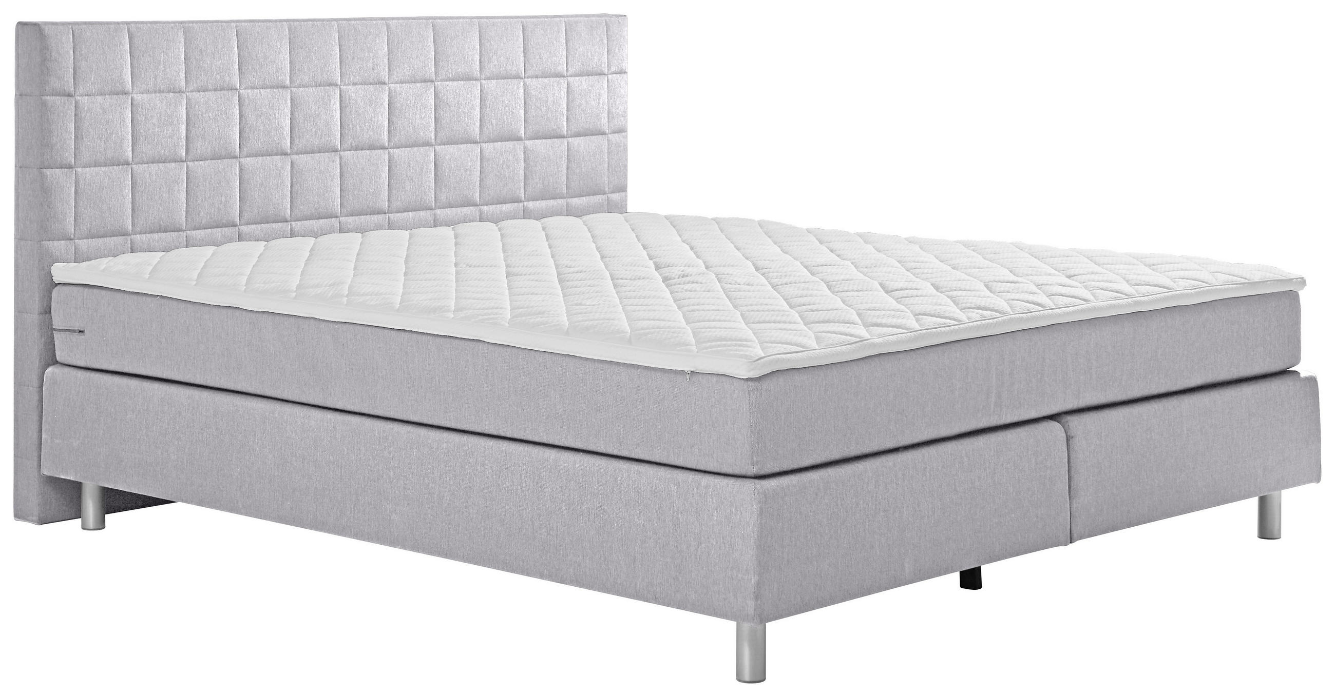 BOXSPRINGBETT 180/200 cm  in Hellgrau  - Hellgrau/Alufarben, Konventionell, Textil/Metall (180/200cm) - Carryhome