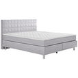 BOXSPRINGBETT 180/200 cm  in Hellgrau  - Hellgrau/Alufarben, KONVENTIONELL, Textil/Metall (180/200cm) - Carryhome