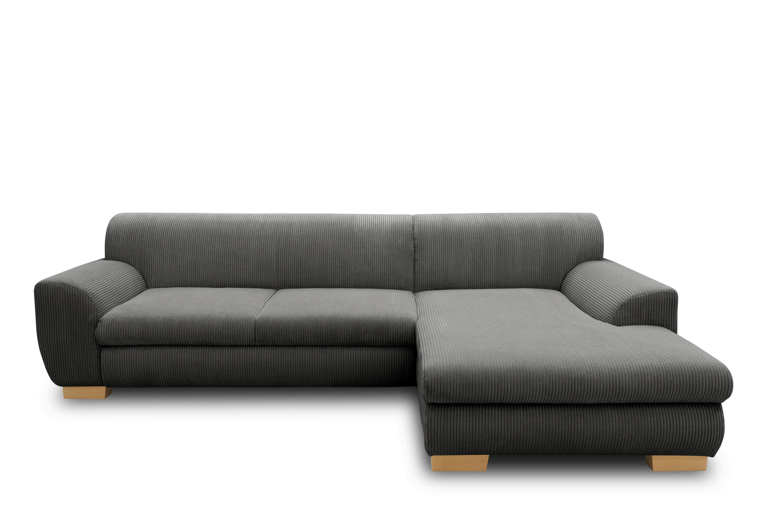 ECKSOFA NIKA Grau Webstoff  - Silberfarben/Grau, Basics, Holz/Textil (277/156cm) - MID.YOU