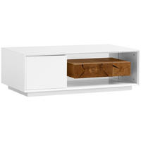 Couchtisch Hasti Eiche furniert 120/40/60 cm rechteckig Weiß, Eichefarben  - Eichefarben/Weiß, Design, Holz/Holzwerkstoff (120/40/60cm) - MID.YOU