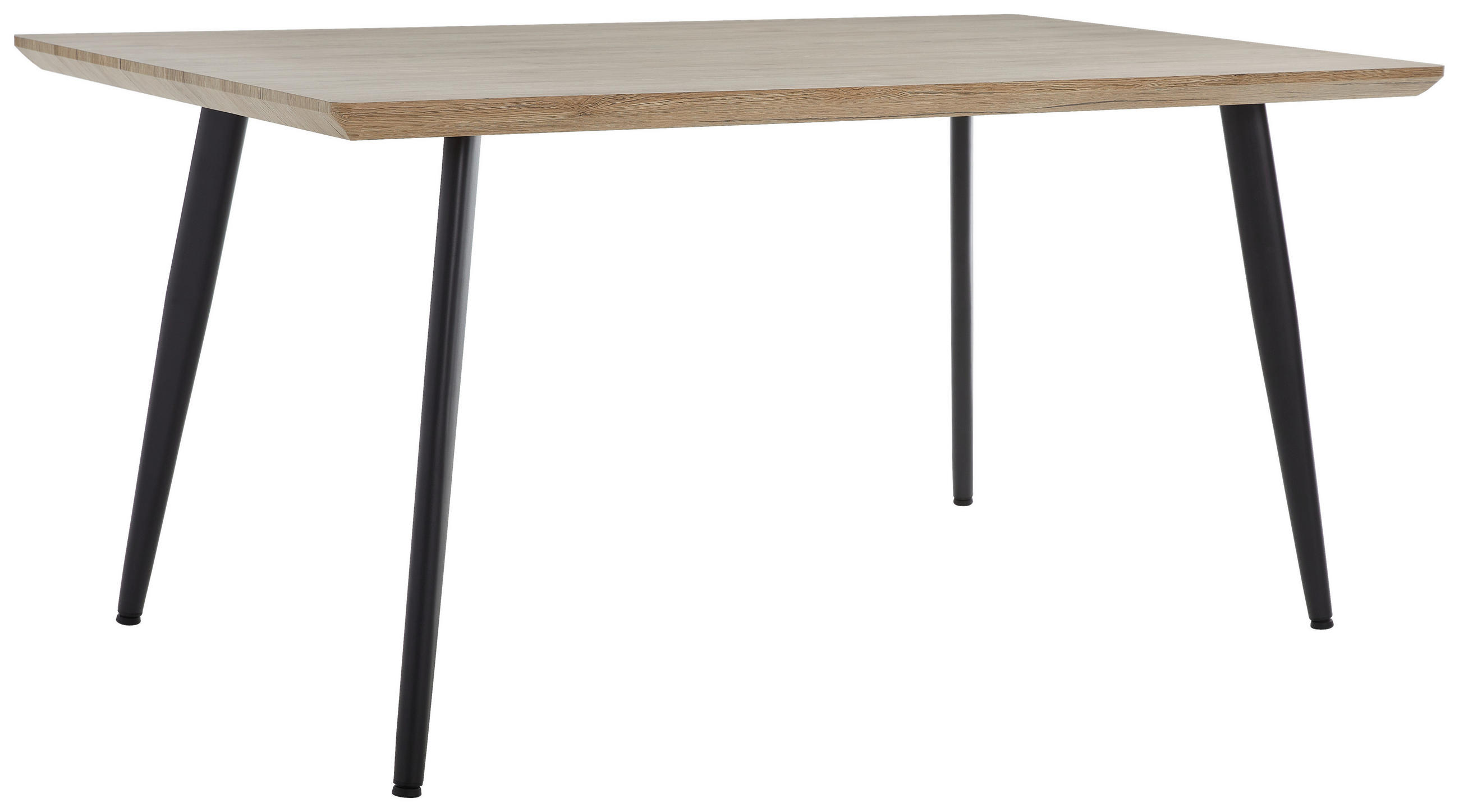 ESSTISCH rechteckig Naturfarben, Schwarz  - Schwarz/Naturfarben, MODERN, Holzwerkstoff/Metall (160/90/76cm) - MID.YOU