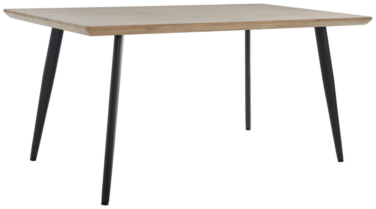 ESSTISCH rechteckig Naturfarben, Schwarz  - Schwarz/Naturfarben, MODERN, Holzwerkstoff/Metall (160/90/76cm) - MID.YOU
