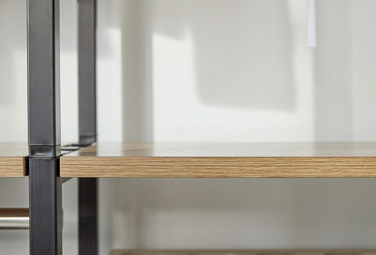 REGAL Naturfarben, Schwarz  - Schwarz/Naturfarben, Design, Holzwerkstoff/Metall (87,50/210/30cm) - Livetastic