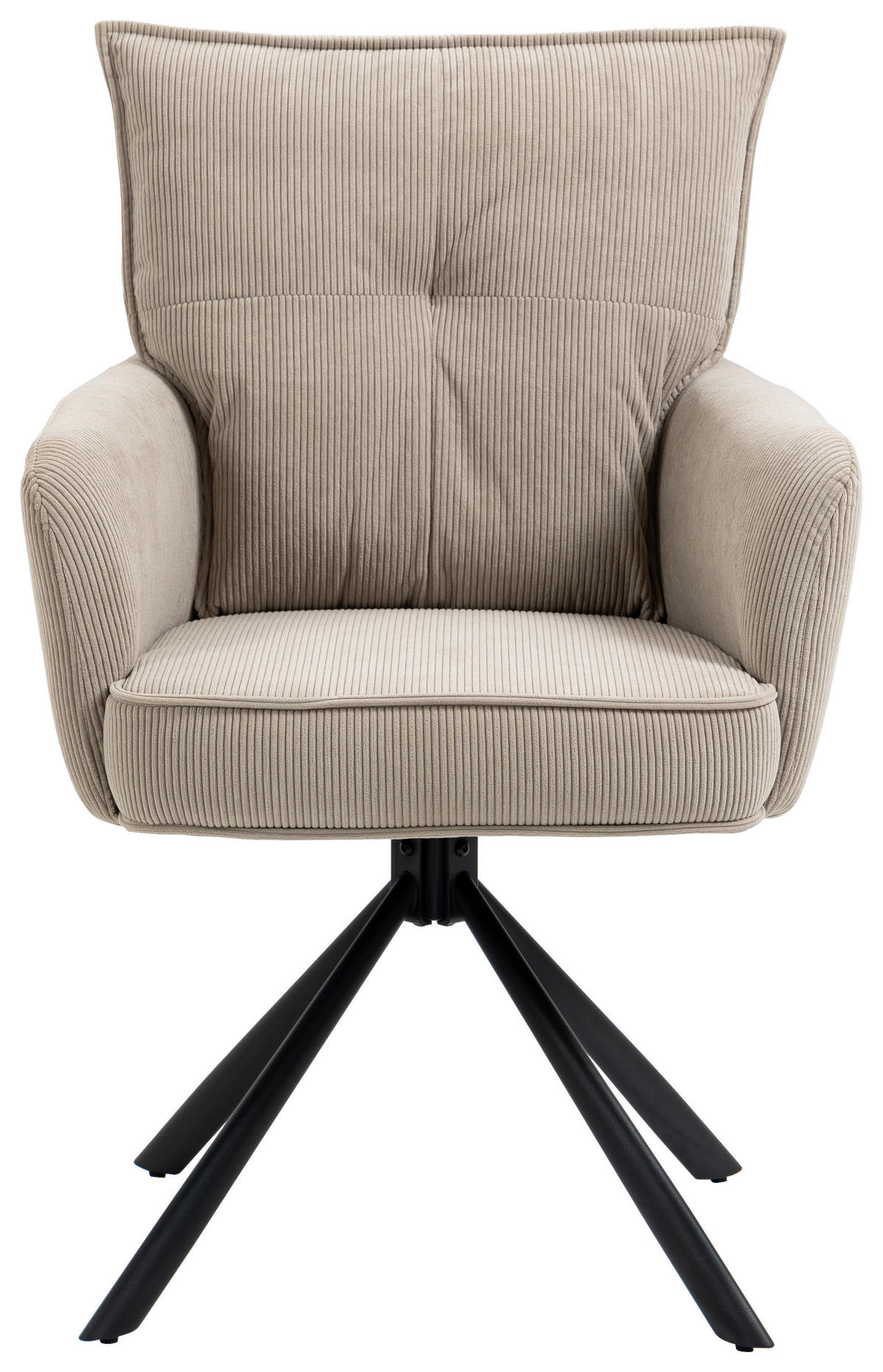 ARMLEHNSTUHL  in Eisen Cord  - Hellbraun/Schwarz, Design, Textil/Metall (60/95/67cm) - Novel