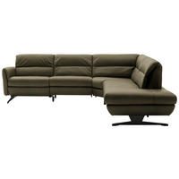 ECKSOFA Olivgrün Echtleder  - Schwarz/Olivgrün, Design, Leder/Metall (286/258cm) - Schöner Wohnen