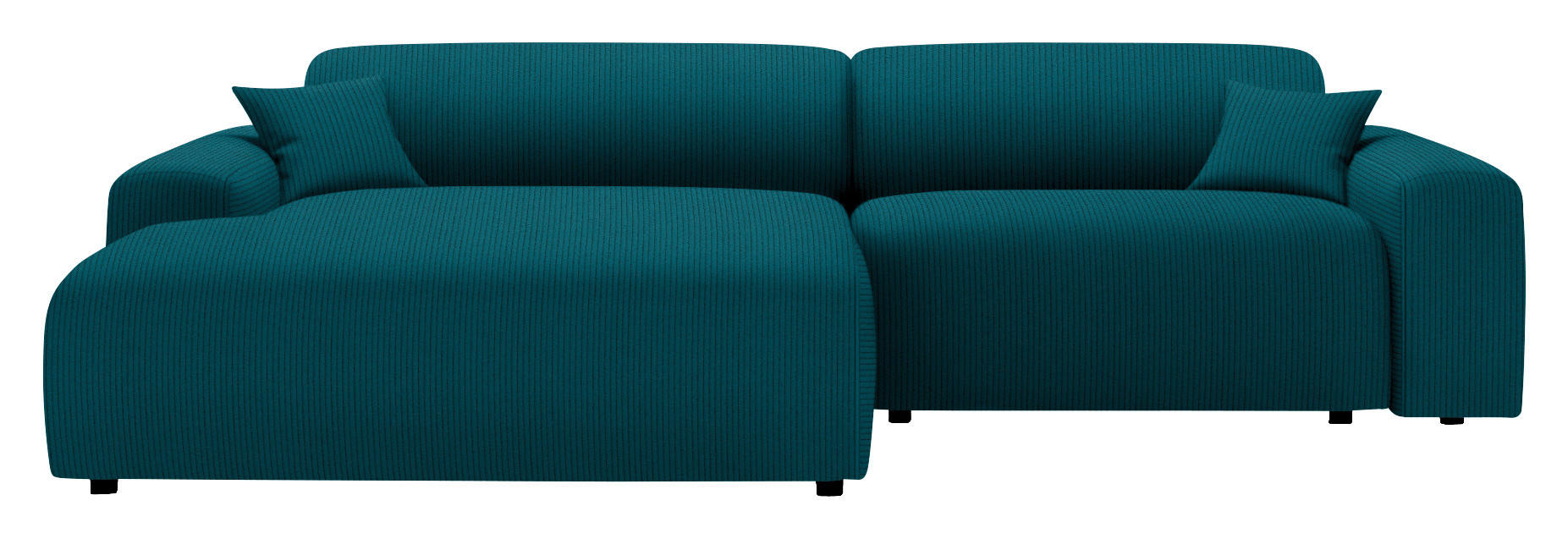 ECKSOFA  in Velours, Feincord Petrol  178/292 cm  - Petrol/Schwarz, Design, Kunststoff/Textil (178/292cm) - home24