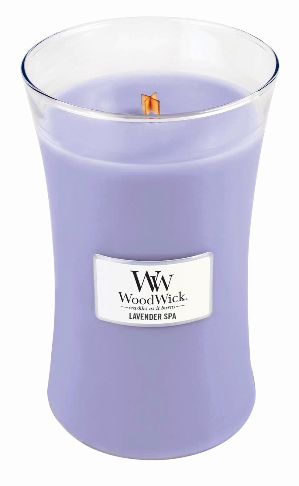 DIŠEČA SVEČA - vijolična, Basics, steklo/les (10/18/10cm) - WoodWick