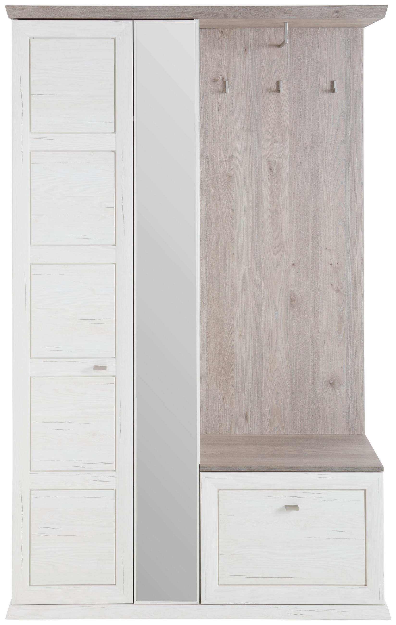 GARDEROBE 3-teilig in 123/196,7/38,5 cm - Grau/Pinienfarben, LIFESTYLE, Holzwerkstoff (123/196,7/38,5cm) - Hom`in
