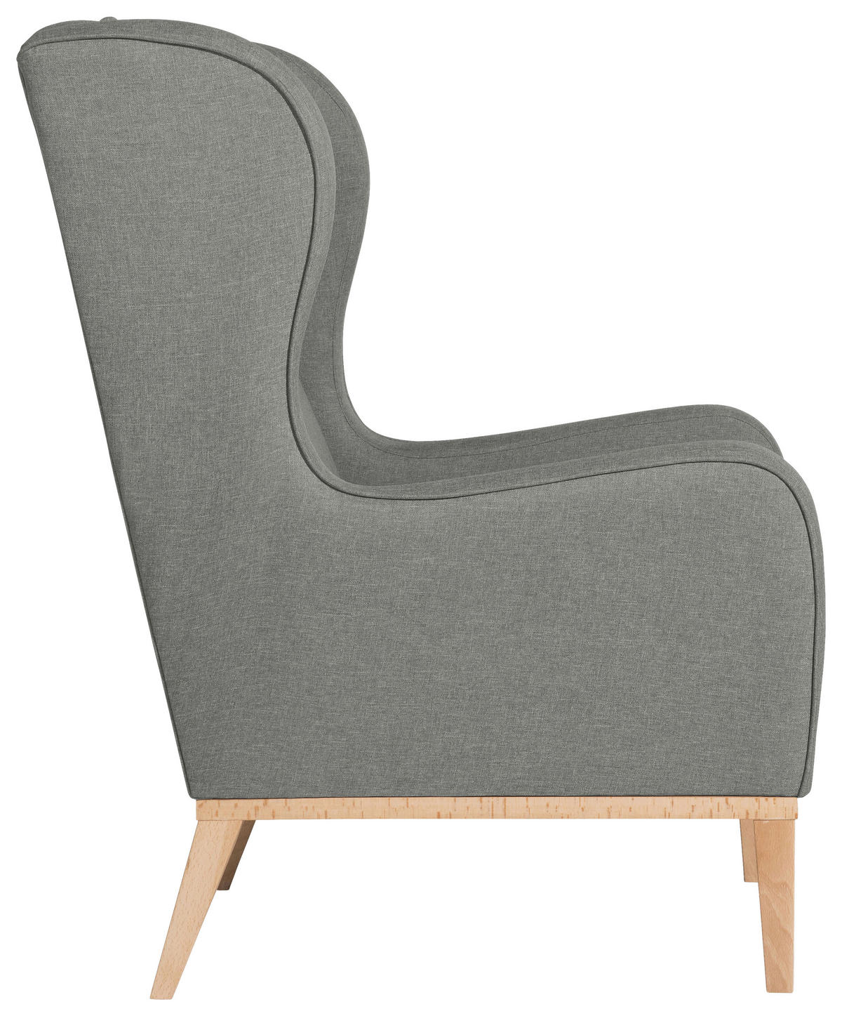 OHRENSESSEL in Flachgewebe Hellgrau  - Hellgrau/Naturfarben, Konventionell, Holz/Textil (66/104/78cm) - Max Winzer