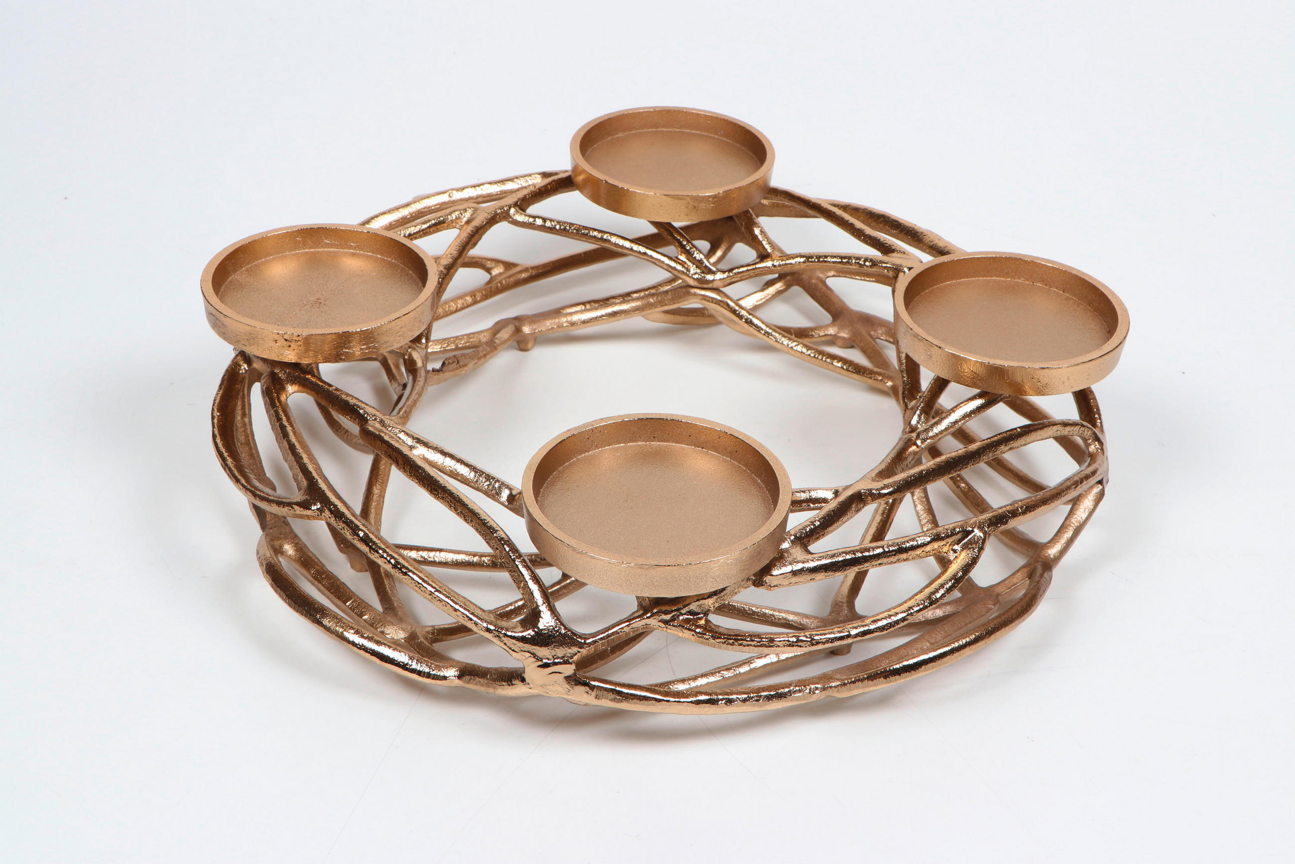 ADVENTSKERZENHALTER  - Goldfarben, KONVENTIONELL, Metall (40,5/40/10,5cm) - X-Mas