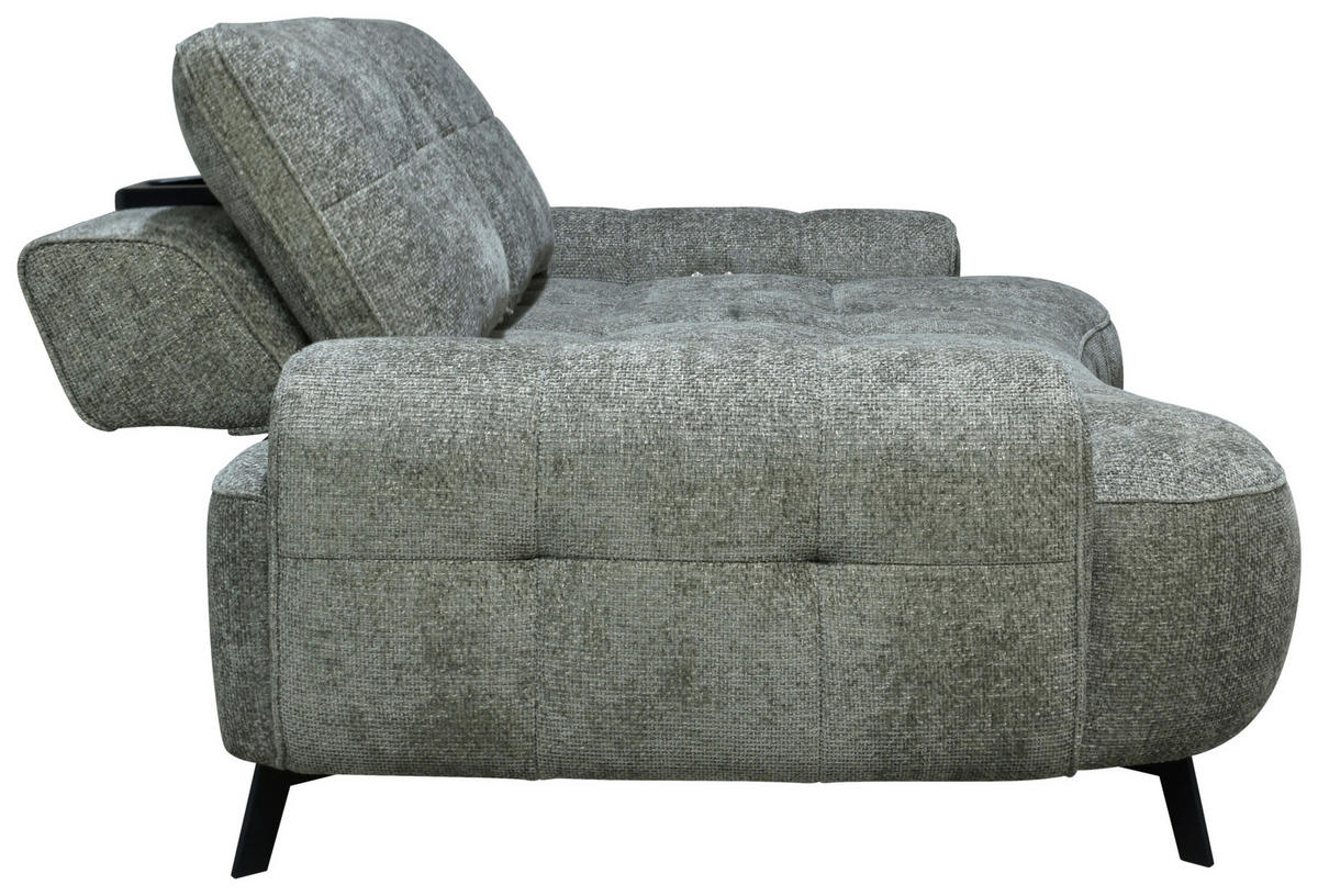2-SITZER-SOFA Chenille Grau  - Schwarz/Grau, Design, Kunststoff/Textil (230/84/104/111/122cm) - Livetastic