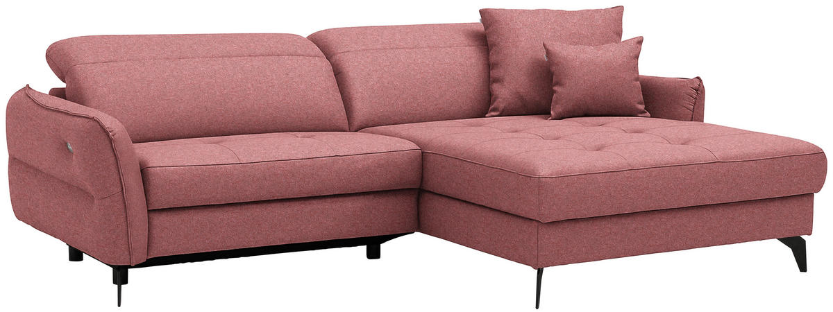 ECKSOFA MANTA in Flachgewebe Koralle  246/175 cm  - Koralle/Schwarz, Design, Textil/Metall (246/175cm) - Celina