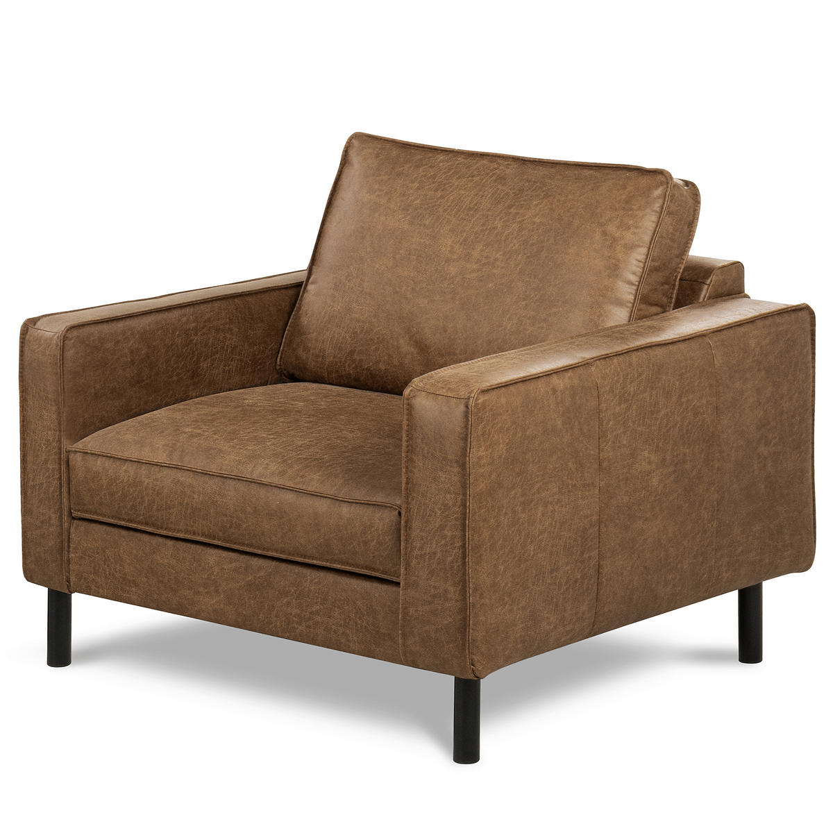 SESSEL Lederlook Echtleder Braun  - Schwarz/Braun, Design, Leder/Textil (88/85/92cm) - Livetastic