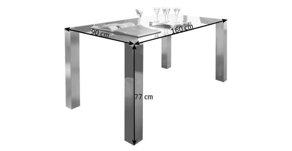 ESSTISCH in Metall, Glas 160/90/77 cm - Edelstahlfarben/Grau, Design, Glas/Metall (160/90/77cm) - Dieter Knoll