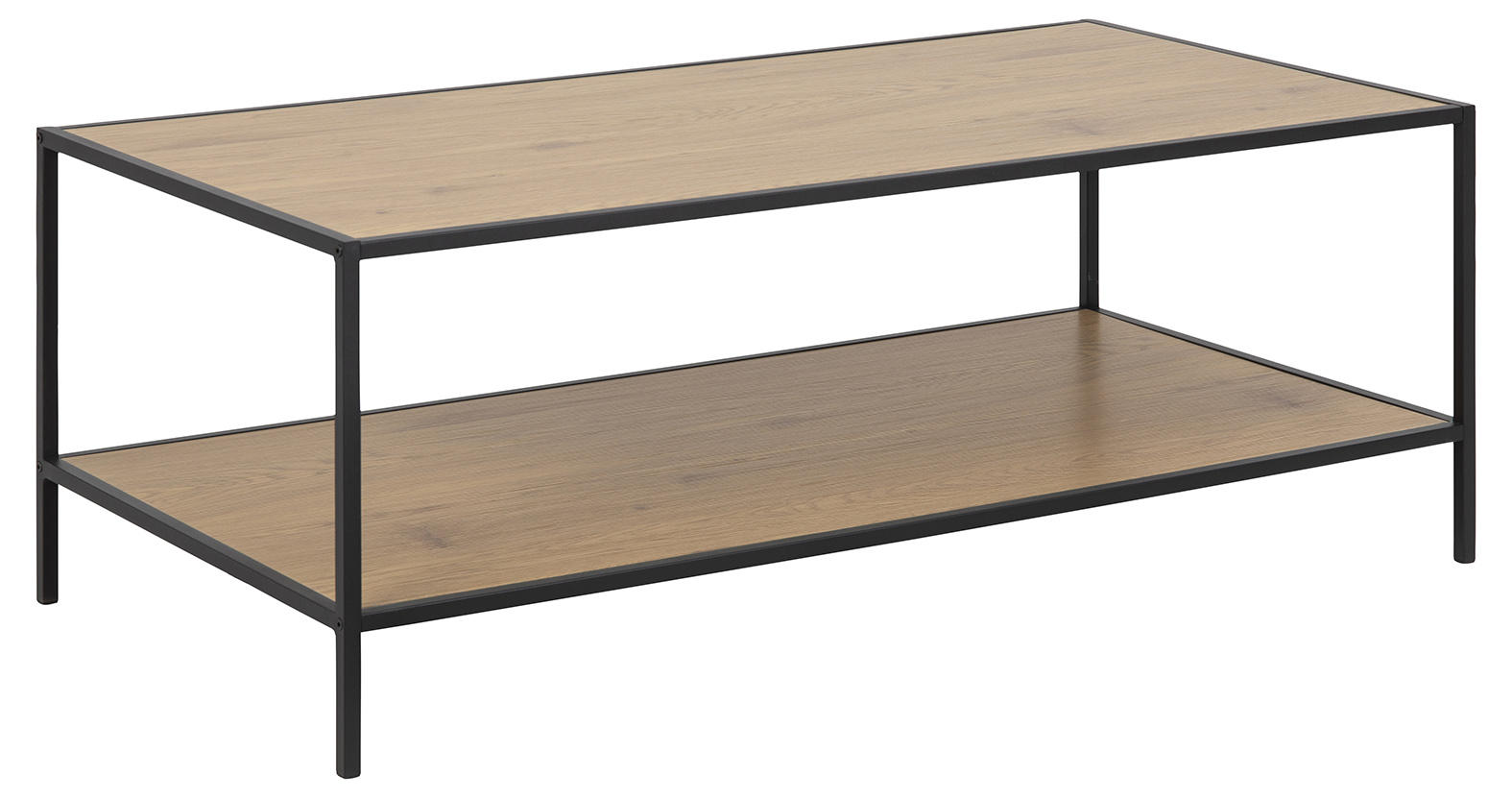 COUCHTISCH rechteckig Schwarz, Eichefarben - Eichefarben/Schwarz, Design, Metall (120/60/45cm) - Carryhome